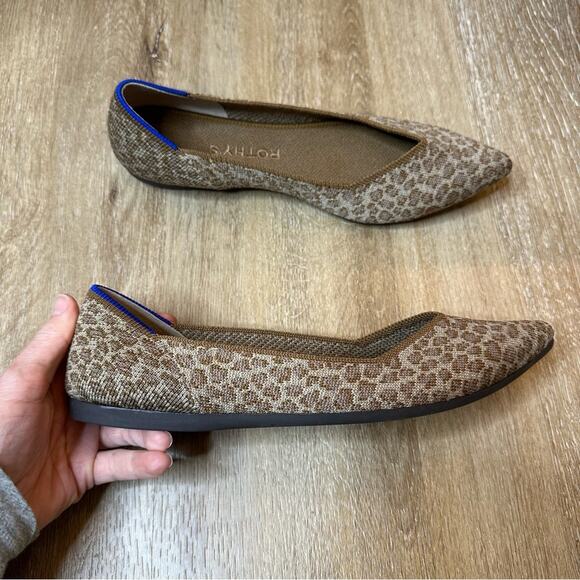 Rothys The Point Driftwood Spot Textile Ballet Flats 7 - Picture 1 of 5